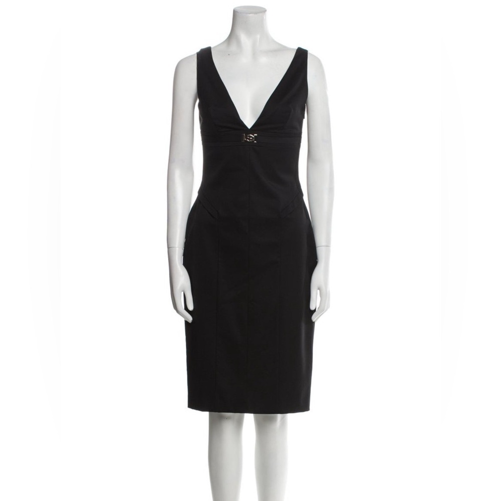 Gucci | Vintage Midi Little Black Dress with Metal Logo